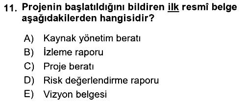 Sosyal Bilimlerde Proje Yönetimi 2020-2021 Yaz Okulu Sınavı - 11. soru