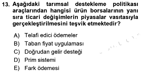 Tarım Ekonomisi ve Tarımsal Politikalar 2023-2024 Ara Sınav - 13. soru