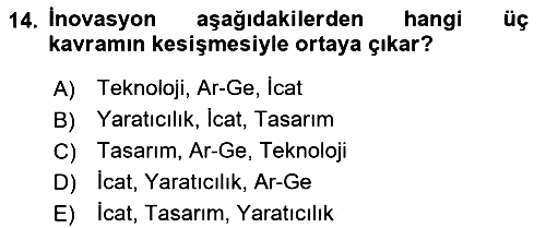 Teknoloji, İnnovasyon Ve Girişimcilik 2021-2022 Ara Sınav - 14. soru