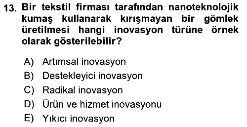 Teknoloji, İnnovasyon Ve Girişimcilik 2024-2025 Ara Sınav - 13. soru