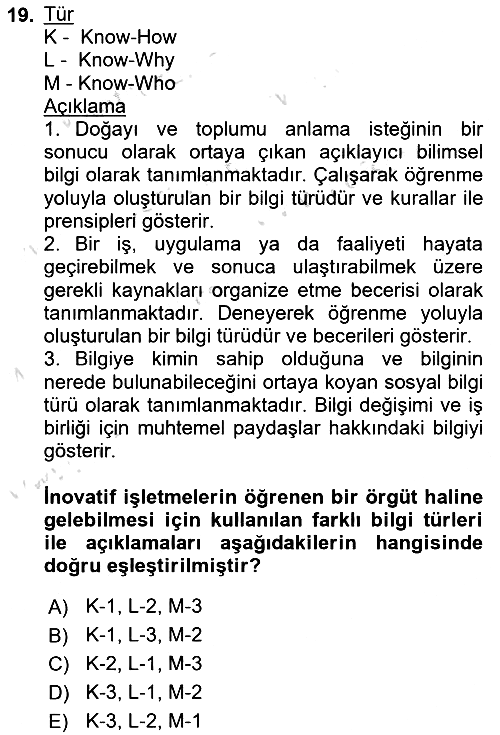 Teknoloji, İnnovasyon Ve Girişimcilik 2024-2025 Ara Sınav - 19. soru