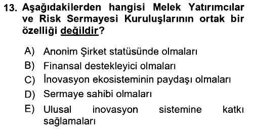 Teknoloji, İnnovasyon Ve Girişimcilik 2020-2021 Yaz Okulu Sınavı - 13. soru