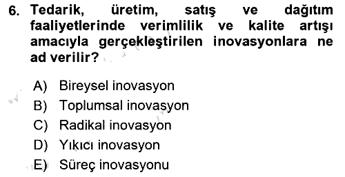 Teknoloji, İnnovasyon Ve Girişimcilik 2022-2023 Yaz Okulu Sınavı - 6. soru
