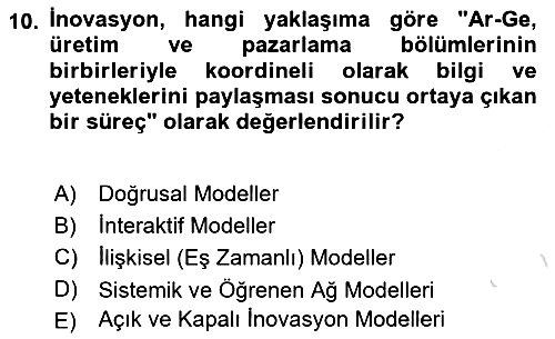 Teknoloji, İnnovasyon Ve Girişimcilik 2022-2023 Yaz Okulu Sınavı - 10. soru