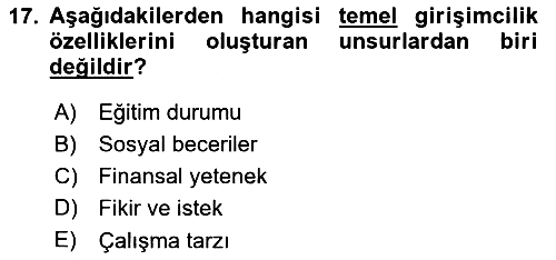 Teknoloji, İnnovasyon Ve Girişimcilik 2023-2024 Yaz Okulu Sınavı - 17. soru