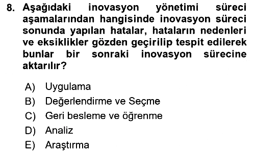 Teknoloji, İnnovasyon Ve Girişimcilik 2024-2025 Yaz Okulu Sınavı - 8. soru