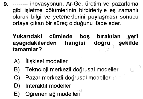 Teknoloji, İnnovasyon Ve Girişimcilik 2024-2025 Yaz Okulu Sınavı - 9. soru