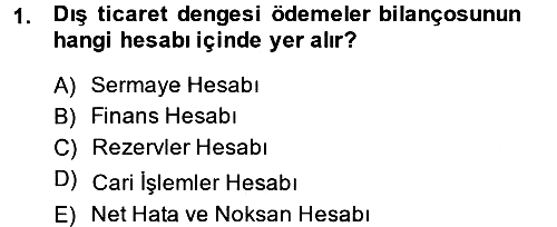 Uluslararası İktisat Politikası 2013-2014 Dönem Sonu Sınavı - 1. soru