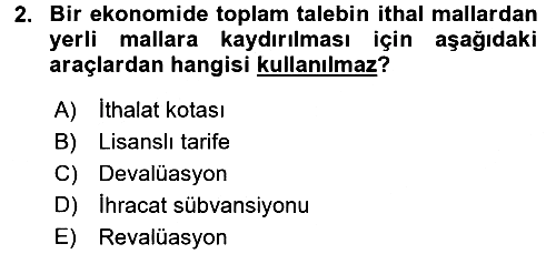 Uluslararası İktisat Politikası 2015-2016 Dönem Sonu Sınavı - 2. soru