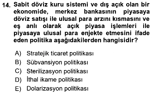 Uluslararası İktisat Politikası 2024-2025 Dönem Sonu Sınavı - 14. soru