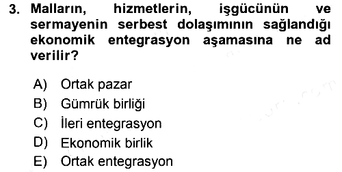 Uluslararası İktisat Politikası 2015-2016 Tek Ders Sınavı - 3. soru