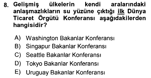 Uluslararası İktisat Politikası 2018-2019 Yaz Okulu Sınavı - 8. soru