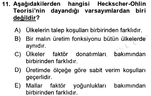 Uluslararası İktisat Teorisi 2016-2017 Ara Sınav - 11. soru