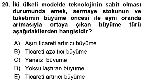 Uluslararası İktisat Teorisi 2016-2017 Ara Sınav - 20. soru