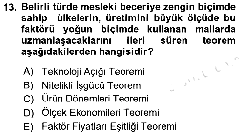 Uluslararası İktisat Teorisi 2019-2020 Ara Sınav - 13. soru