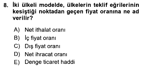 Uluslararası İktisat Teorisi 2021-2022 Ara Sınav - 8. soru