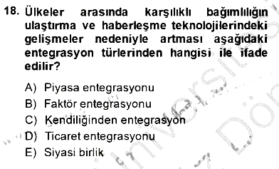 Uluslararası İktisat Teorisi 2013-2014 Dönem Sonu Sınavı - 18. soru