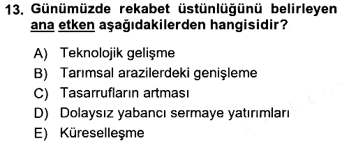 Uluslararası İktisat Teorisi 2016-2017 Dönem Sonu Sınavı - 13. soru