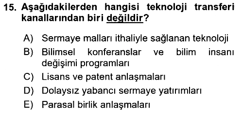 Uluslararası İktisat Teorisi 2018-2019 Dönem Sonu Sınavı - 15. soru