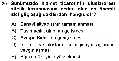 Uluslararası İktisat Teorisi 2018-2019 Dönem Sonu Sınavı - 20. soru