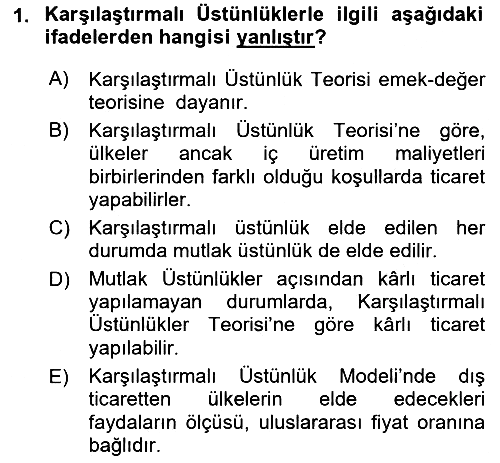 Uluslararası İktisat Teorisi 2019-2020 Dönem Sonu Sınavı - 1. soru