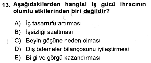 Uluslararası İktisat Teorisi 2019-2020 Dönem Sonu Sınavı - 13. soru