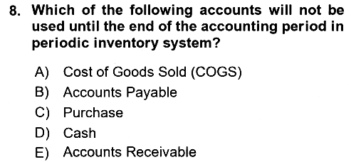 Accounting 1 2018-2019 Dönem Sonu Sınavı - 8. soru