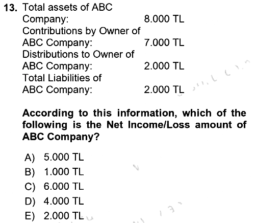 Accounting 1 2022-2023 Yaz Okulu Sınavı - 13. soru