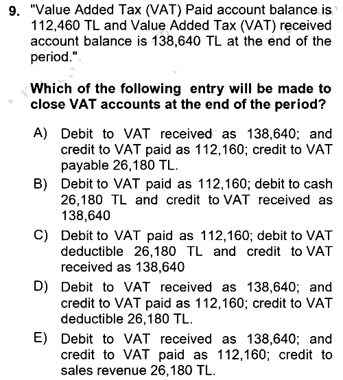 Accounting 2 2024-2025 Ara Sınav - 9. soru