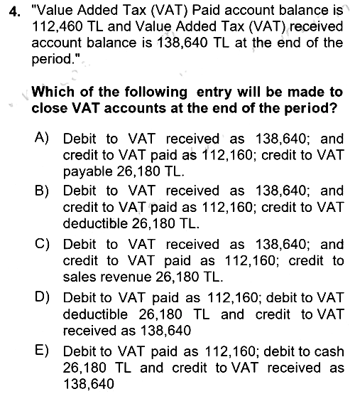 Accounting 2 2024-2025 Dönem Sonu Sınavı - 4. soru