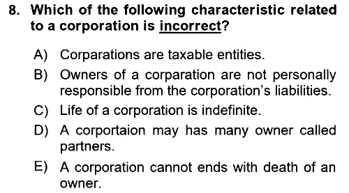 Accounting 2 2023-2024 Yaz Okulu Sınavı - 8. soru