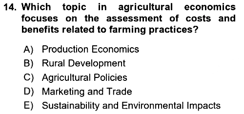 Agricultural Economics 2024-2025 Ara Sınav - 14. soru