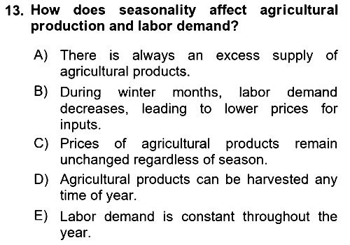 Agricultural Economics 2024-2025 Yaz Okulu Sınavı - 13. soru