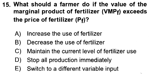 Agricultural Economics 2024-2025 Yaz Okulu Sınavı - 15. soru