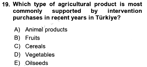 Agricultural Economics 2024-2025 Yaz Okulu Sınavı - 19. soru