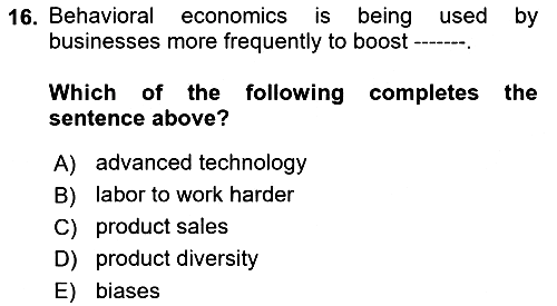 Behavioral Economics 2024-2025 Ara Sınav - 16. soru