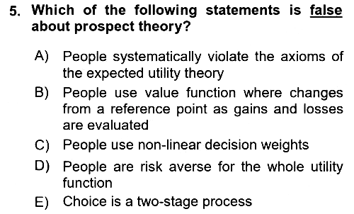 Behavioral Economics 2025-2026 Ara Sınav - 5. soru
