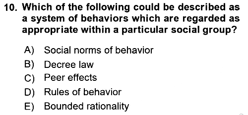 Behavioral Economics 2024-2025 Yaz Okulu Sınavı - 10. soru