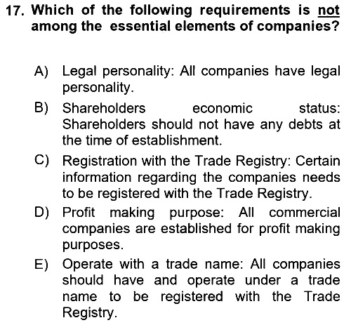 Business Law 2017-2018 Ara Sınav - 17. soru