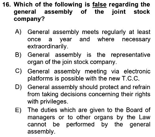 Business Law 2023-2024 Ara Sınav - 16. soru