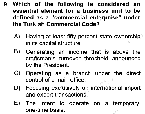Business Law 2025-2026 Ara Sınav - 9. soru