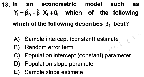 Econometrics 1 2023-2024 Ara Sınav - 13. soru