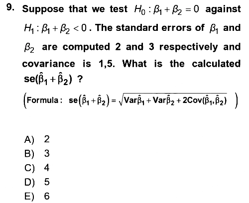 Econometrics 1 2024-2025 Ara Sınav - 9. soru
