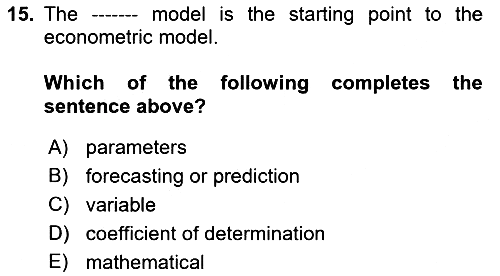 Econometrics 1 2023-2024 Dönem Sonu Sınavı - 15. soru