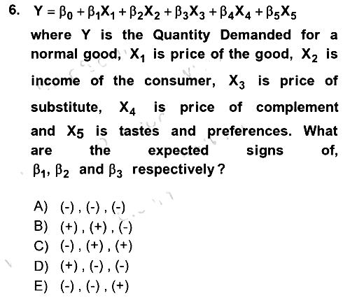 Econometrics 1 2025-2026 Dönem Sonu Sınavı - 6. soru