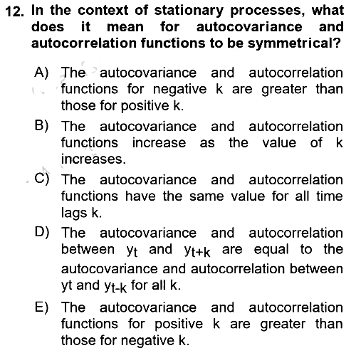 Econometrics 2 2023-2024 Yaz Okulu Sınavı - 12. soru