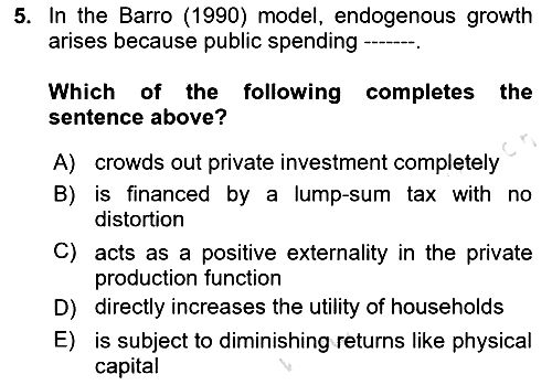 Economic Growth And Development 2025-2026 Ara Sınav - 5. soru