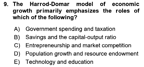 Economic Growth And Development 2025-2026 Ara Sınav - 9. soru
