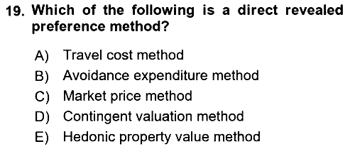 Economics Of Natural Resources And Environment 2024-2025 Ara Sınav - 19. soru