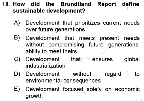 Economics Of Natural Resources And Environment 2025-2026 Dönem Sonu Sınavı - 18. soru